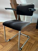 Gispen 201 stoel - zwarte ribstof - 6x, Huis en Inrichting, Ophalen, Zwart, Zo goed als nieuw, Eén