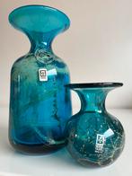 2 Vintage Mdina Glass Vaas Turquoise~Geel~Maltese~M .Harris, Antiek en Kunst, Ophalen of Verzenden