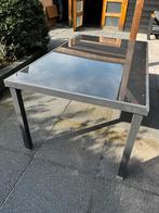 Tuintafel met glazen plaat - 160x96x74 cm, Ophalen, Gebruikt, Rechthoekig, Metaal