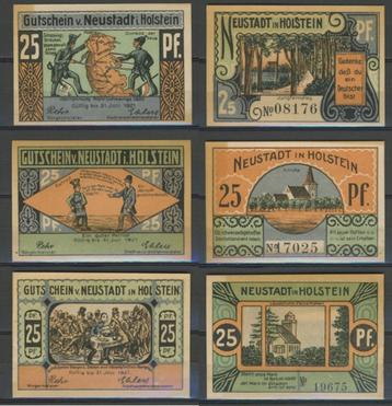 Neustadt in Holstein 3x 25 Pfg 1921 Noodgeld Biljet c-140 jd beschikbaar voor biedingen