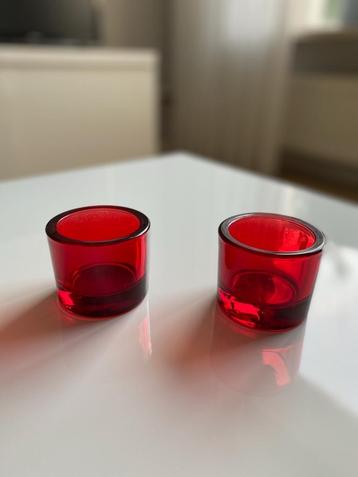 Waxinelicht houder, rood, 2 stuks beschikbaar voor biedingen