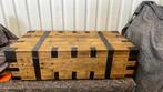 Antieke dekenkist / salontafel, Ophalen, Gebruikt, Eikenhout, 100 tot 125 cm