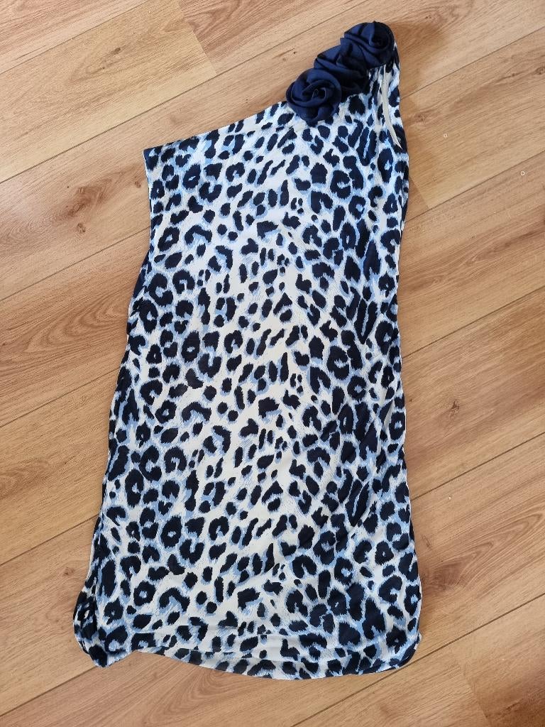 Nieuwe JUFFROUW JANSEN blauw jurk met luipaard print, Maat 42/44 (L), Nieuw, Knielengte, Juffrouw Jansen