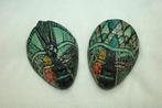 Set van 2 Indonesische batikmaskers - handbeschilderd groen, Ophalen of Verzenden
