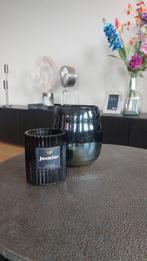 Set van 2 waxinelichten hotel chique stijl antraciet  zwart, Zwart, Ophalen of Verzenden, Zo goed als nieuw, Metaal