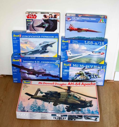 Mooie set van zeven modelbouwdozen, Hobby en Vrije tijd, Modelbouw | Vliegtuigen en Helikopters, Zo goed als nieuw, Groter dan 1:72