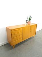 Fineer dressoir met lades, houten handgrepen vintage tv meub, Gebruikt, 100 tot 150 cm, Vintage, Ophalen of Verzenden