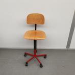 Houten werkstoel bureaustoel verrijbaar beuken, Gebruikt, Ophalen of Verzenden, Bureaustoel, Rood