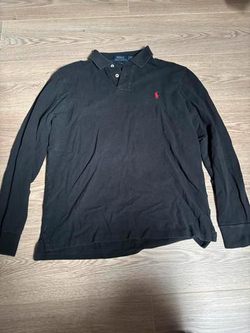 Polo Ralph Lauren Heren Polo Shirt Lange Mouw Zwart beschikbaar voor biedingen
