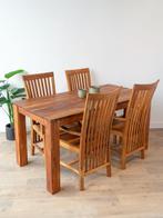 Massief teakhout tafel, evt. met stoelen, Ophalen, Nieuw, Klassiek, 4 tot 6 stoelen
