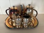 Zilver 4 delig koffie/theeservirs met dienblad, Antiek en Kunst, Ophalen