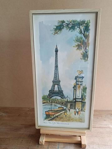 Vintage prent Eiffeltoren Parijs in lijst beschikbaar voor biedingen