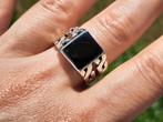 925 zilveren heren ring met onyx maat 18 en 19 - Vanoli, Sieraden, Tassen en Uiterlijk, Ringen, Nieuw, 18 tot 19, Met edelsteen