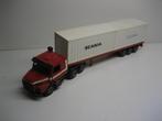 Tekno scania 142 Torpedo met container trailer, Hobby en Vrije tijd, Modelauto's | 1:50, Ophalen of Verzenden, Gebruikt, Bus of Vrachtwagen