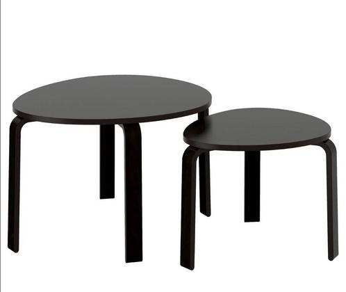 svalsta ikea set van 2 salon/bijzettafel, Huis en Inrichting, Tafels | Bijzettafels, Zo goed als nieuw, Rond, 55 tot 75 cm, Hout
