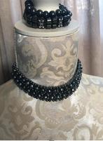 Choker en 2 Armbandjes, Sieraden, Tassen en Uiterlijk, Kettingen, Ophalen of Verzenden, Zo goed als nieuw, Zwart, Overige materialen