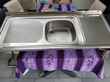 RVS Aanrechtblad met Spoelbak 120x50  ideaal voor camper etc beschikbaar voor biedingen