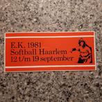Vintage sticker EK Softball Haarlem 1981 12-19 september, Verzamelen, Stickers, Ophalen of Verzenden, Zo goed als nieuw