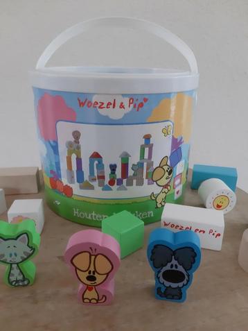 Ton met houten blokken van Woezel en Pip NIEUW! beschikbaar voor biedingen