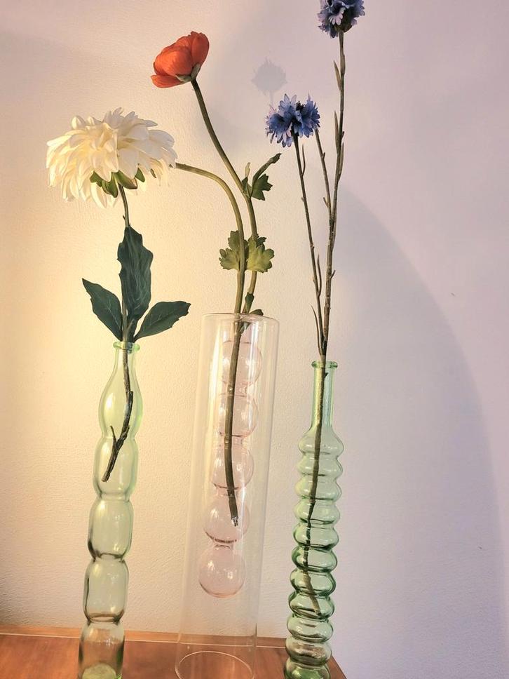 Vintage & Moderne Vazen Set - Groen & Roze bubble vase vaas, Huis en Inrichting, Woonaccessoires | Vazen, Zo goed als nieuw, Groen