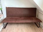 Nubuck bruin leren bank, Huis en Inrichting, Banken | Bankstellen, Ophalen, Gebruikt, 150 tot 200 cm, Rechte bank