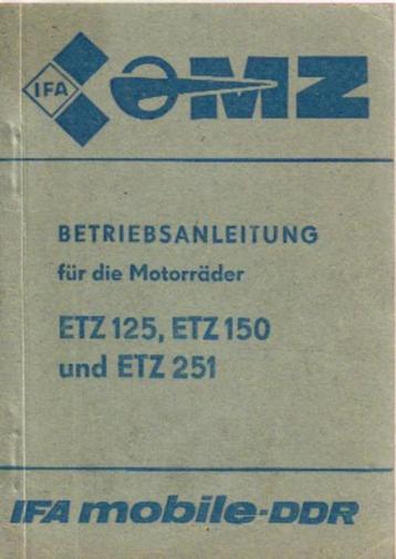 MZ ETZ125 ETZ150 ETZ251 Betriebsanleitung handleiding 4059z beschikbaar voor biedingen