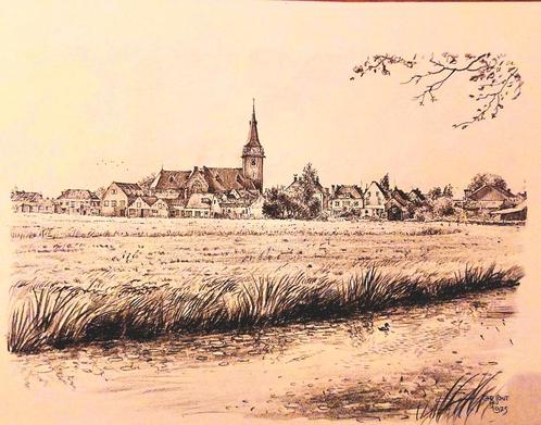 Harmelen ... Gezicht op het dorp ..., Antiek en Kunst, Kunst | Tekeningen en Foto's, Ophalen of Verzenden