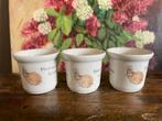 3 wedgwood Peter Rabbit eierdopjes, Huis en Inrichting, Keuken | Servies, Overige typen, Ophalen of Verzenden, Zo goed als nieuw