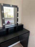 Make-Up bureau met spiegel met lampjes, Huis en Inrichting, Tafels | Kaptafels, Ophalen, Zo goed als nieuw, Hout, Minder dan 100 cm