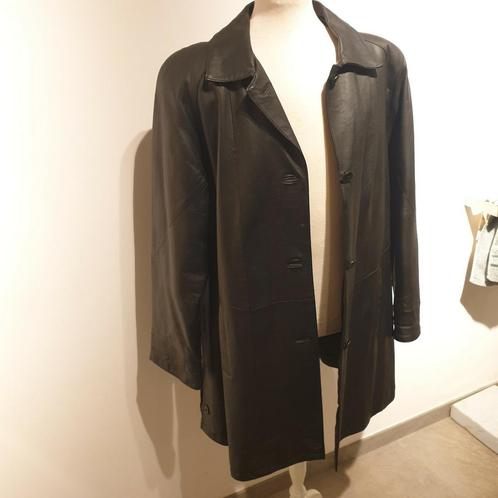 Mooie halflange jas in soepel zwart nappa leer - grote maat, Kleding | Dames, Jassen | Winter, Zo goed als nieuw, Maat 46/48 (XL) of groter