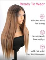 Ombre bruine lace-wig incl 2 wigcaps, Sieraden, Tassen en Uiterlijk, Uiterlijk | Haarverzorging, Ophalen of Verzenden, Nieuw, Pruik of Haarverlenging