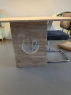 SPOTPRIJS - BUITENKANS - Prachtige travertin eettafel, Ophalen, Overige materialen, 100 tot 150 cm, Vijf personen of meer