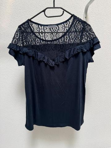 Nieuw T-shirt Yessica M donkerblauw ruches kant viscose beschikbaar voor biedingen