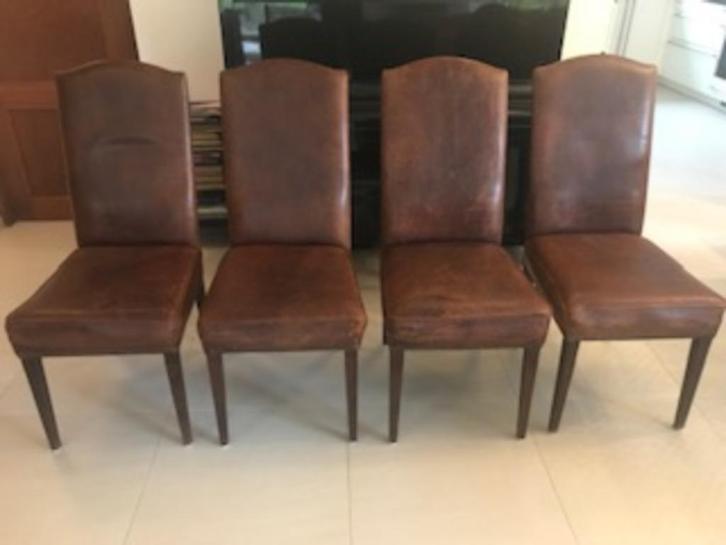 Eetkamerstoelen hout schapenleer 2 stuks, Antiek en Kunst, Antiek | Meubels | Stoelen en Banken, Ophalen