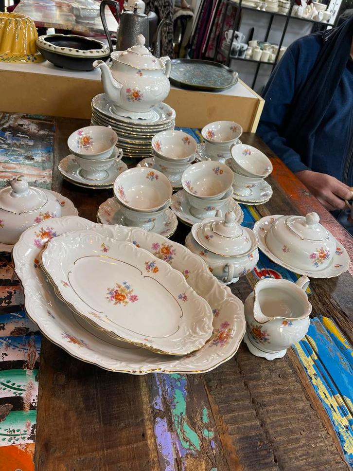 Prachtig Km Pools Porseleinen Servies Jaren '40, Antiek en Kunst, Antiek | Servies compleet, Ophalen of Verzenden