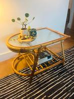 Vintage rotan bijzettafeltje, Ophalen, Gebruikt, 55 tot 75 cm, Overige vormen