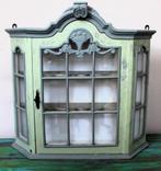 Brocant hangkastje, groen, blauw, gouden plankjes, kastje, Huis en Inrichting, Gebruikt, Ophalen of Verzenden, Minder dan 150 cm