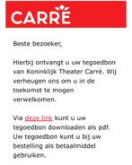 Tegoedbon Theater Carré Amsterdam, Tickets en Kaartjes