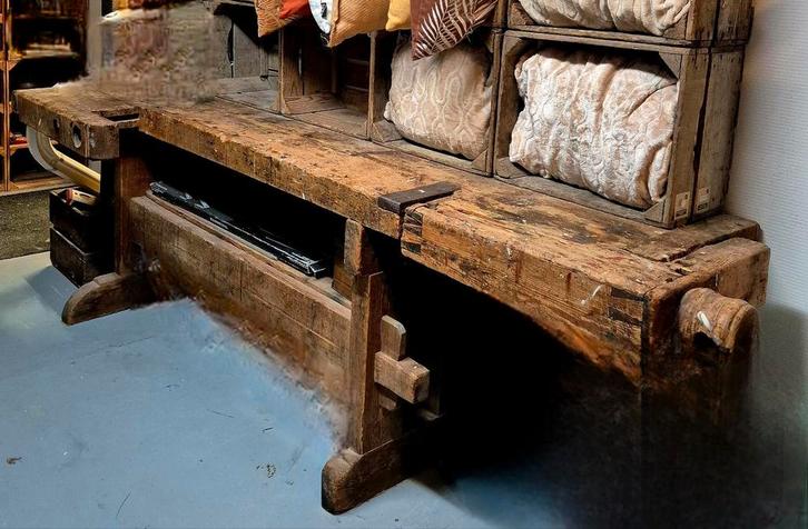Authentieke oude timmermanswerkbank, Antiek en Kunst, Antiek | Meubels | Stoelen en Banken, Ophalen