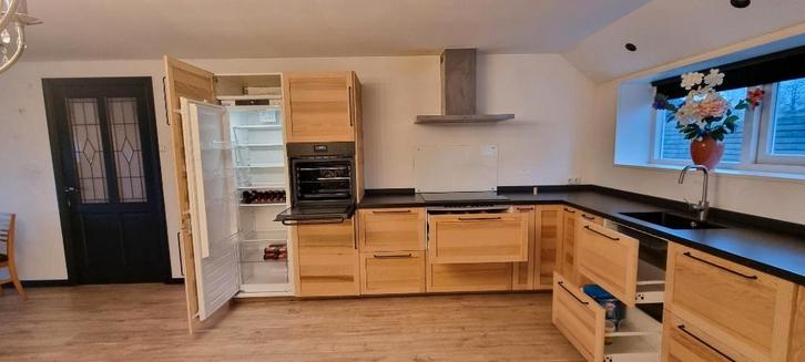 Hoekkeuken, Huis en Inrichting, Keuken | Complete keukens, Gebruikt, Hoekkeuken, Crème, Kunststof, Ophalen