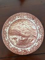 Aardewerk bord bruin/wit Staffordshire 25cm bootje perfect, Ophalen of Verzenden
