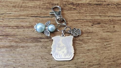Sleutelhanger Border collie RVS met beschermengeltje, Dieren en Toebehoren, Honden-accessoires, Nieuw, Verzenden