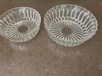 2 zware kristallen facet geslepen schalen, Antiek en Kunst, Antiek | Glas en Kristal, Ophalen