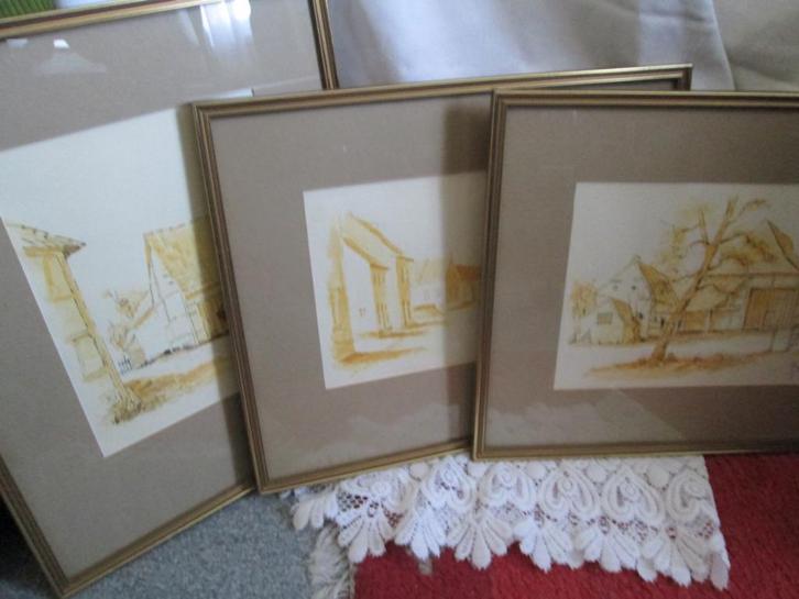 4 tekeningen van de Heer JOZEF FRANCK, Antiek en Kunst, Kunst | Tekeningen en Foto's, Ophalen