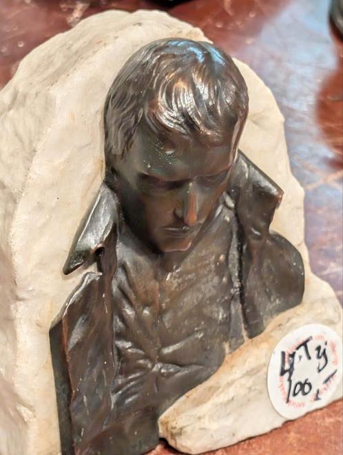 Antieke buste brons marmer Napoleon. 12 cm hoog. €100, Antiek en Kunst, Kunst | Beelden en Houtsnijwerken, Ophalen