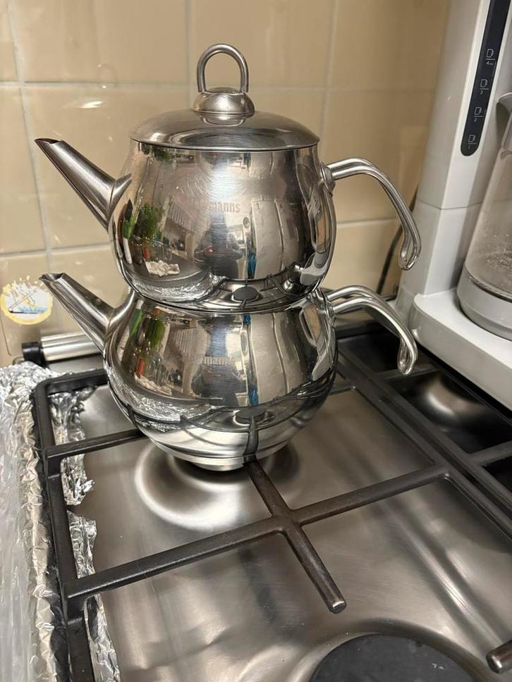 Hoffmanns Turkse theepot(1.2-2.0L)Family, Huis en Inrichting, Keuken | Potten en Pannen, Zo goed als nieuw, Pot, Bus of Blik, Rvs