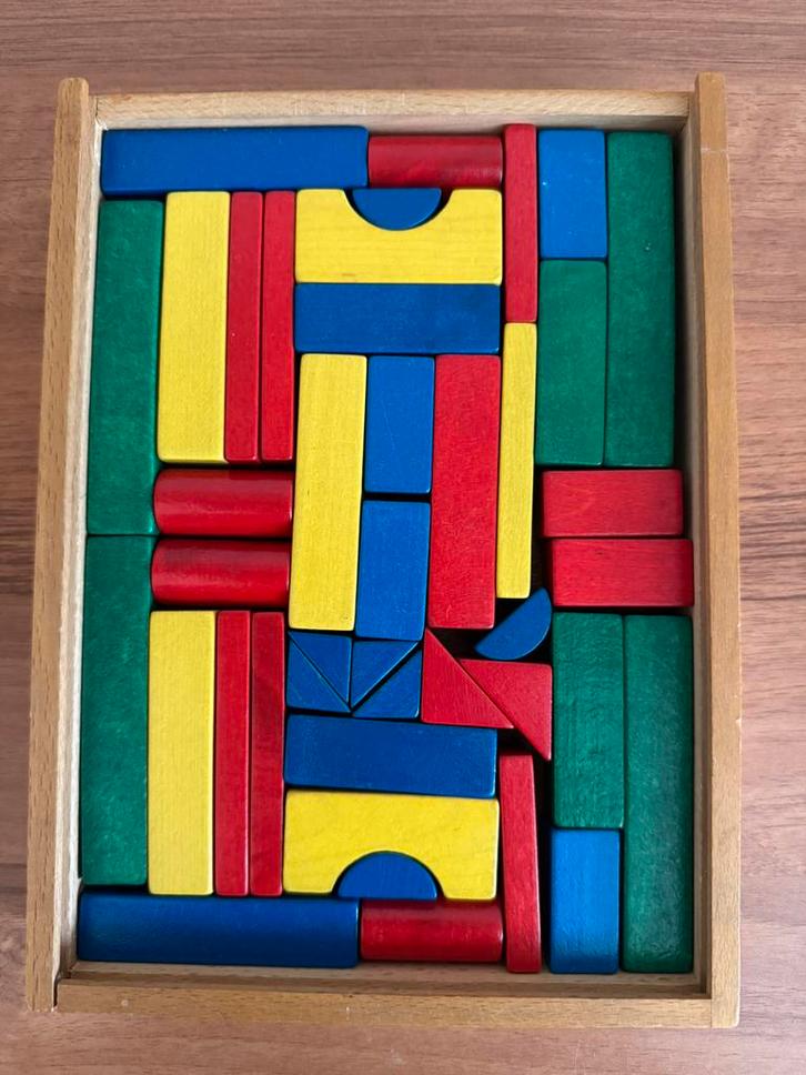 Oude houten blokkendoos Heros, Verzamelen, Speelgoed, Gebruikt, Ophalen of Verzenden