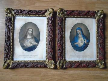 Jezus en Maria afgebeeld in mooie omlijsting. beschikbaar voor biedingen