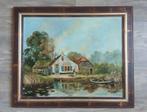Schilderij # Erf aan het water, Ophalen of Verzenden