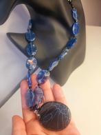 Vintage agaat stenen collier met zilver 925 sluiting, Ophalen of Verzenden, Zo goed als nieuw, Zilver, Zilver